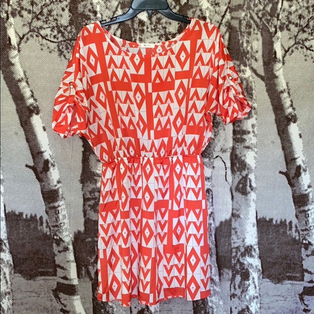 Red and White patterned Everly dress